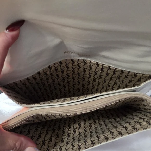 YSL Yves Saint Laurent Leather clutch/w Crossbody Strap-Authentic - Picture 4 of 12